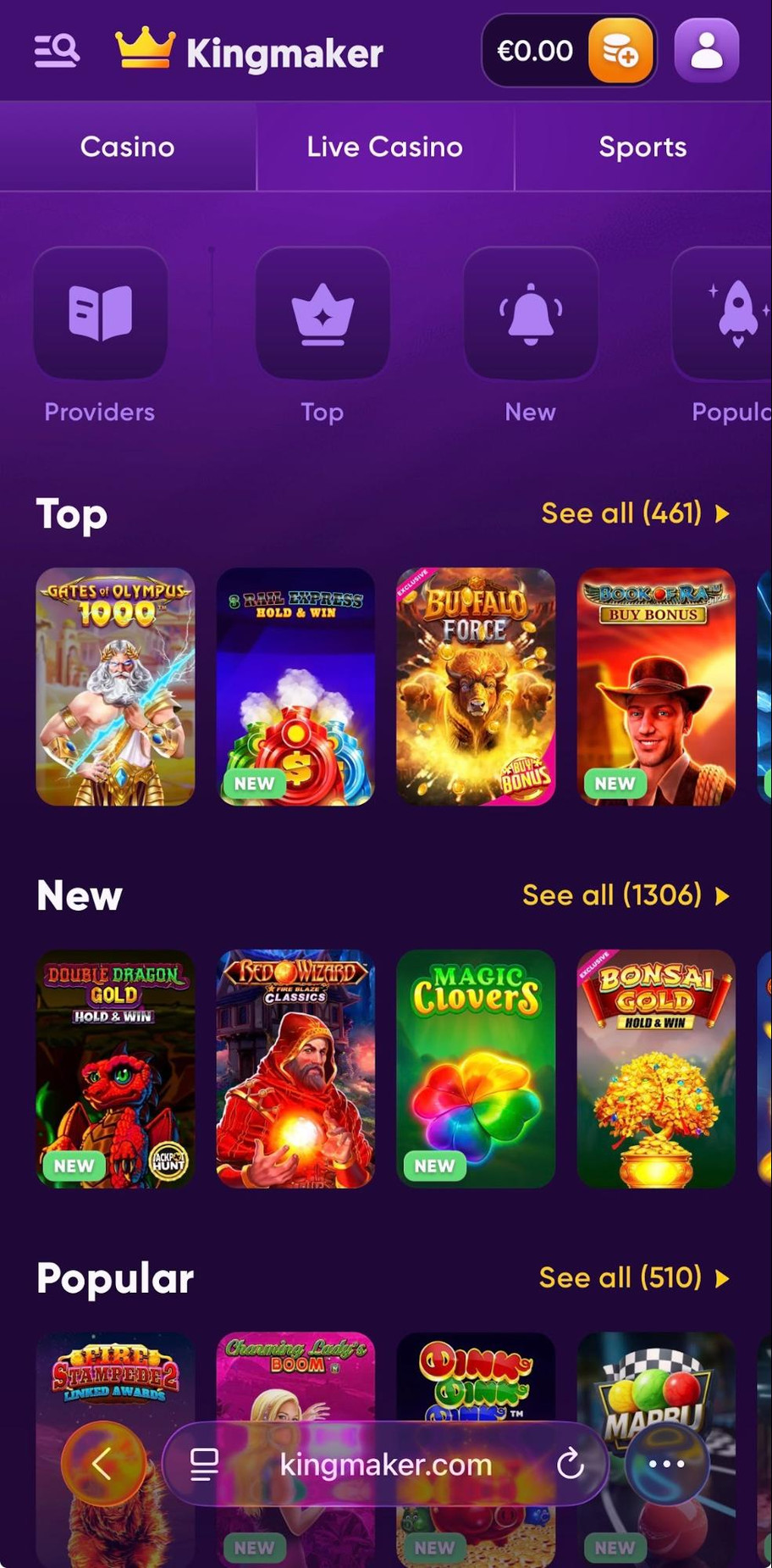 Kingmaker Casino review | £500 + 50 prize wheel spins for new players | FIRST
