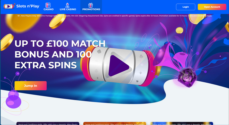 Slots n'Play casino review | Up to £100 bonus plus 100 free spins | FIRST