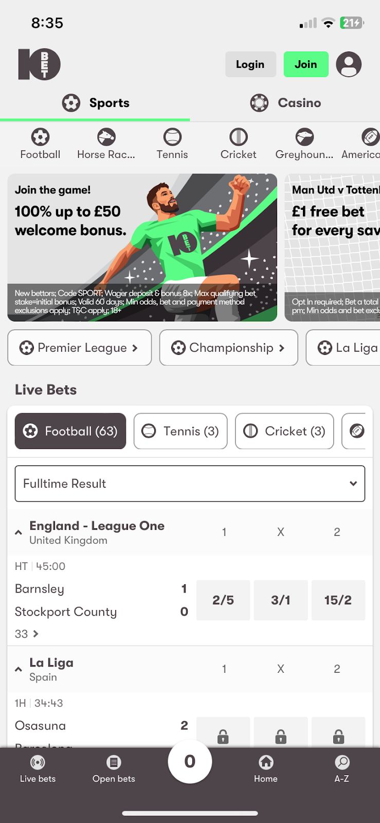10bet UK Bookmaker Review 2025: 100% up to £50 welcome bonus
