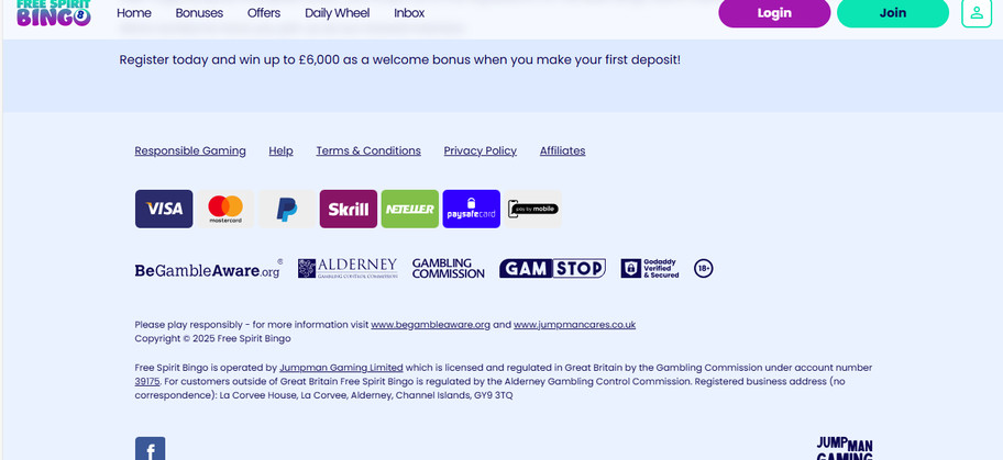 Free Spirit Bingo review | Win up to £6000 bonus | FIRST