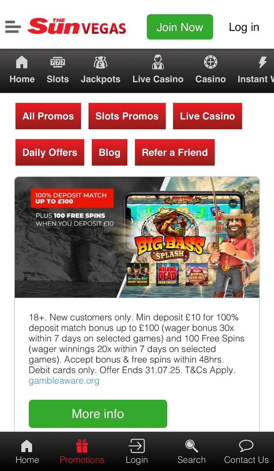 The Sun Vegas casino review | 100% deposit match up to £100 and 100 free spins