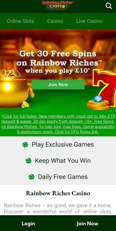 Rainbow Riches Casino review UK | 30 FS or 50 bingo tickets