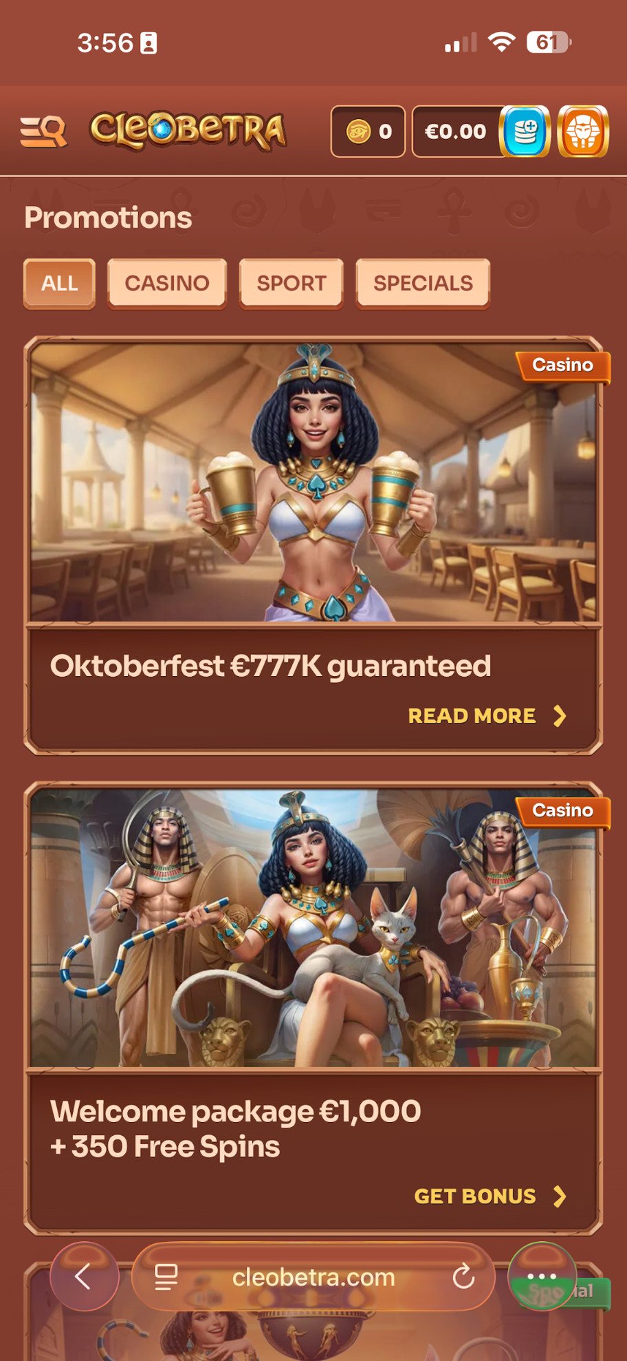 Cleobetra casino review | €1000 and 350 free spins bonus | FIRST