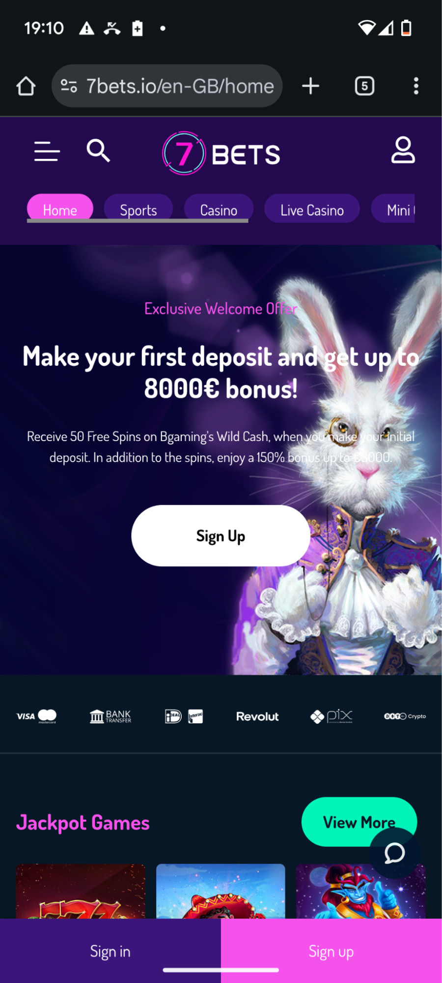 7bets casino review | 150% deposit match and 50 free spins | FIRST