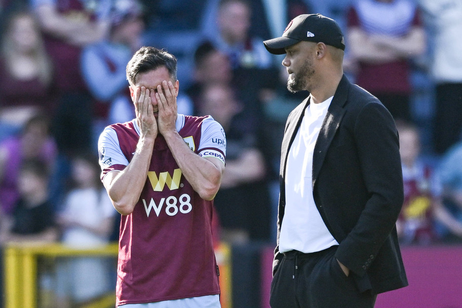 IMAGO Burnley captain Jack Cork and manager Vincent Kompany devastated after relegation in 2024