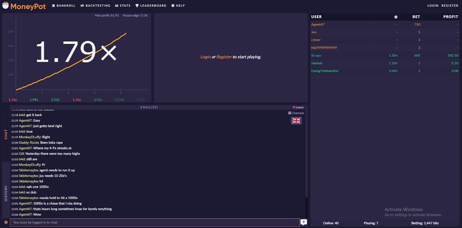 Money pot Player chat&nbsp;