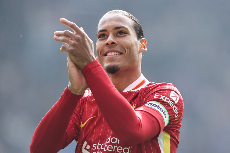 IMAGO Liverpool captain Virgil van Dijk celebrating another vital win for his club; one more point seals the Premier League title