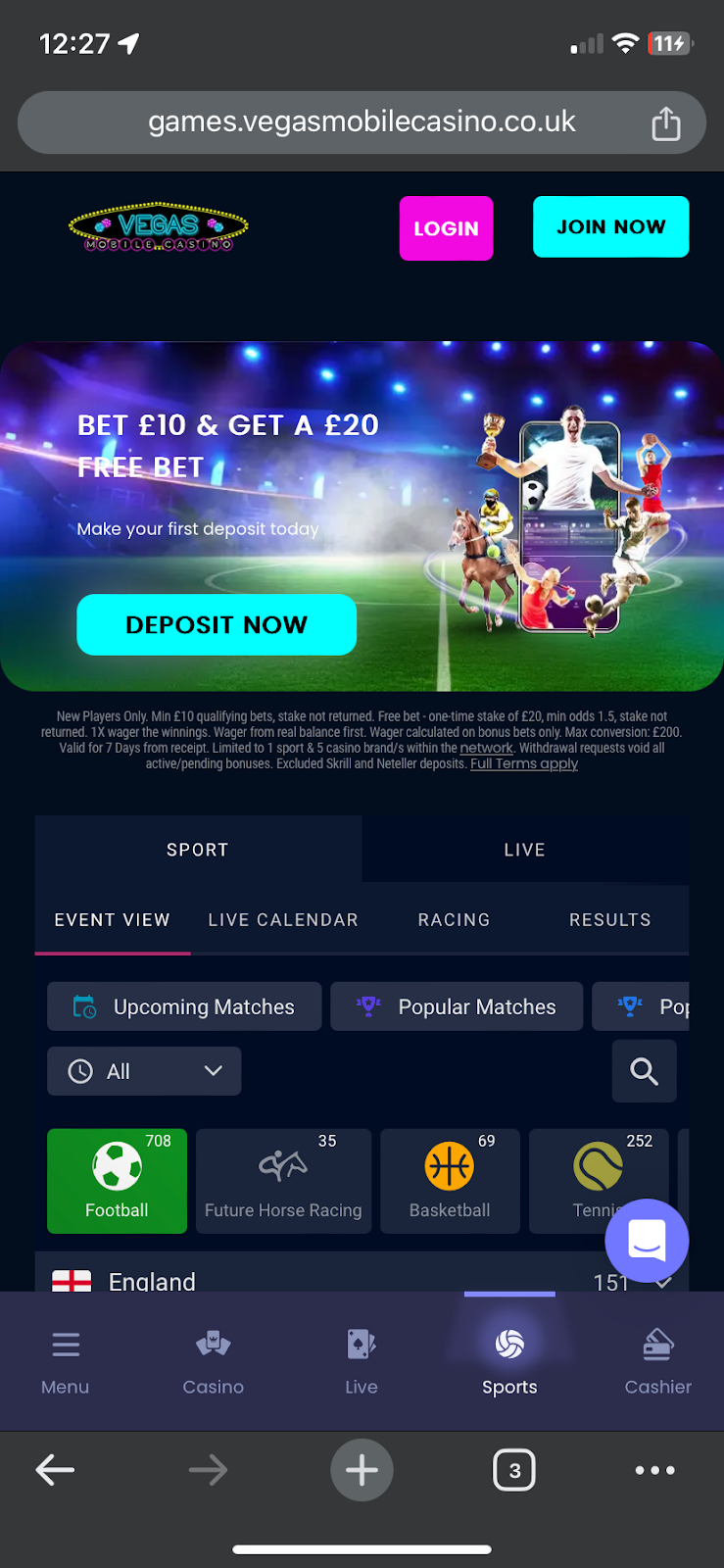 Vegasmobilecasino bookmaker review: Everything you need to know