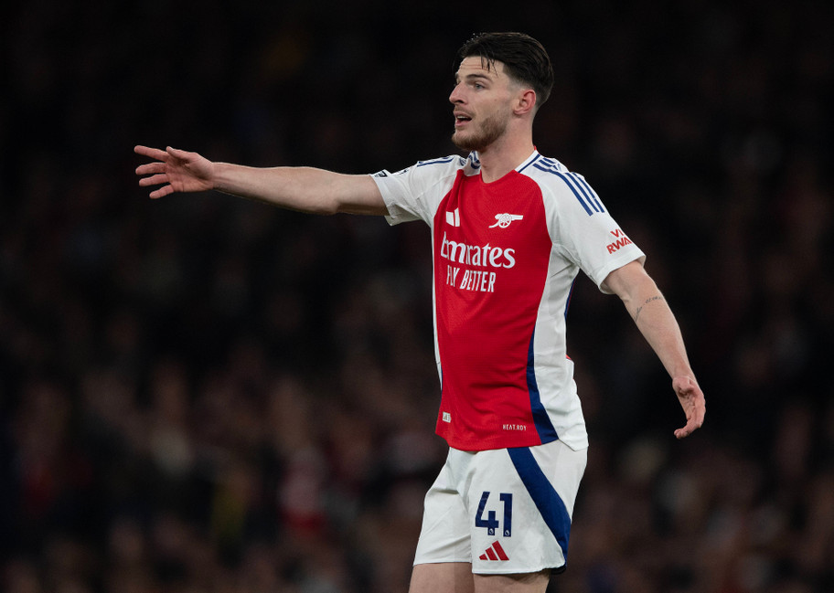 IMAGO Arsenal midfield lynchpin Declan Rice in action for the Gunners