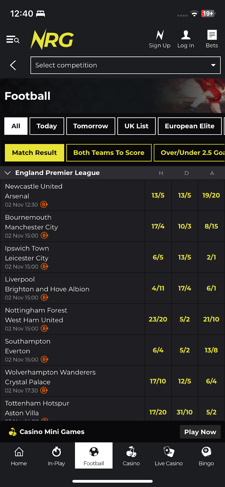NRG bookmaker review: Everything you need to know