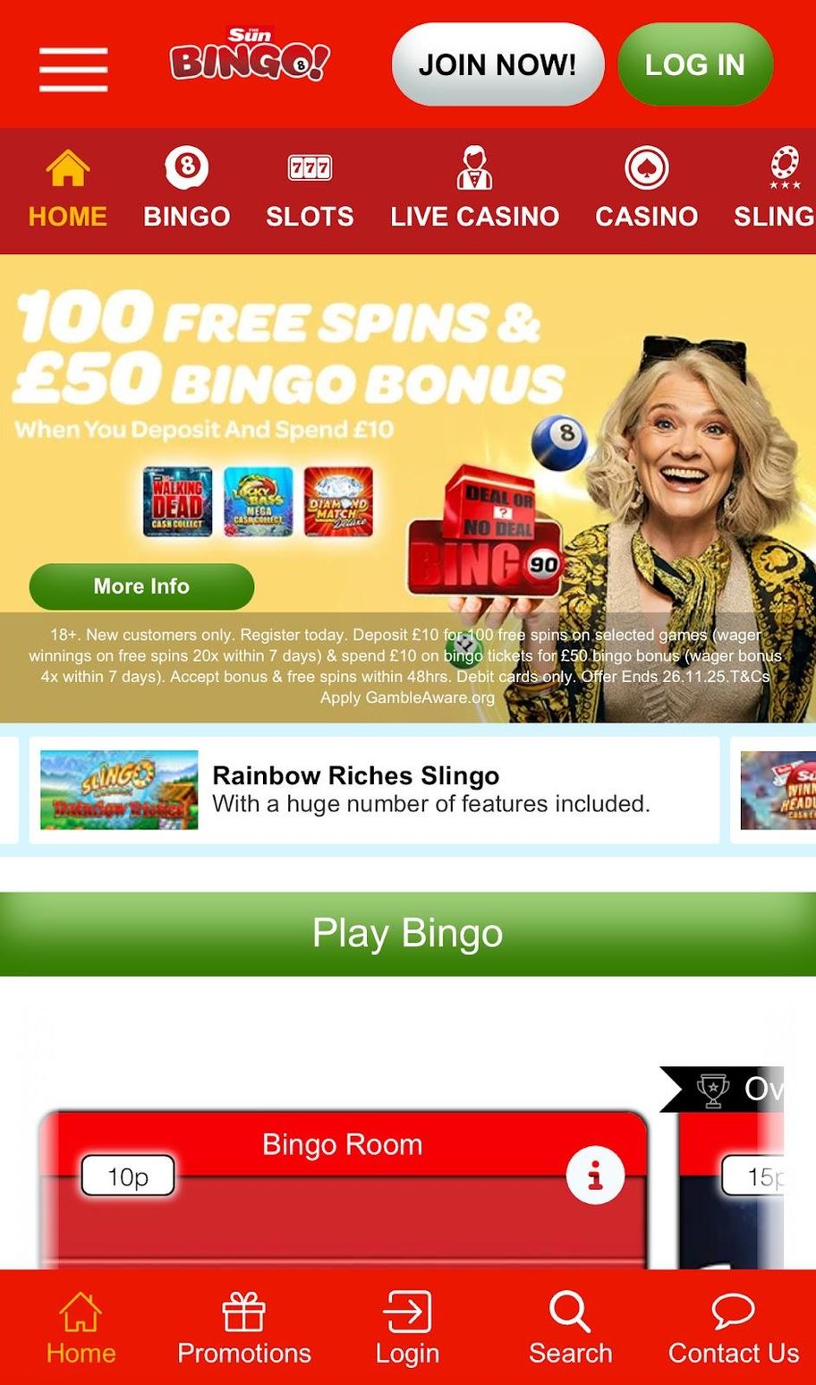 Sun Bingo review | 150 free spins and £50 bonus