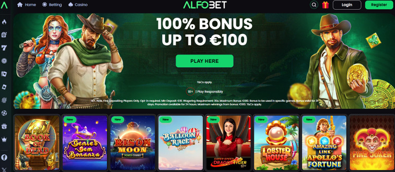 Alfobet casino review | 100% bonus match up to £100