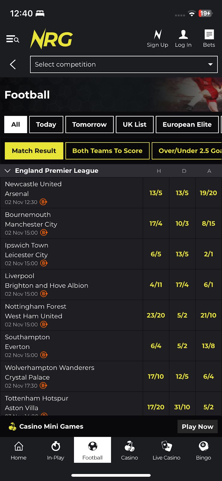 NRG bookmaker review: Everything you need to know