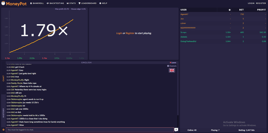 Money pot Player chat&nbsp;