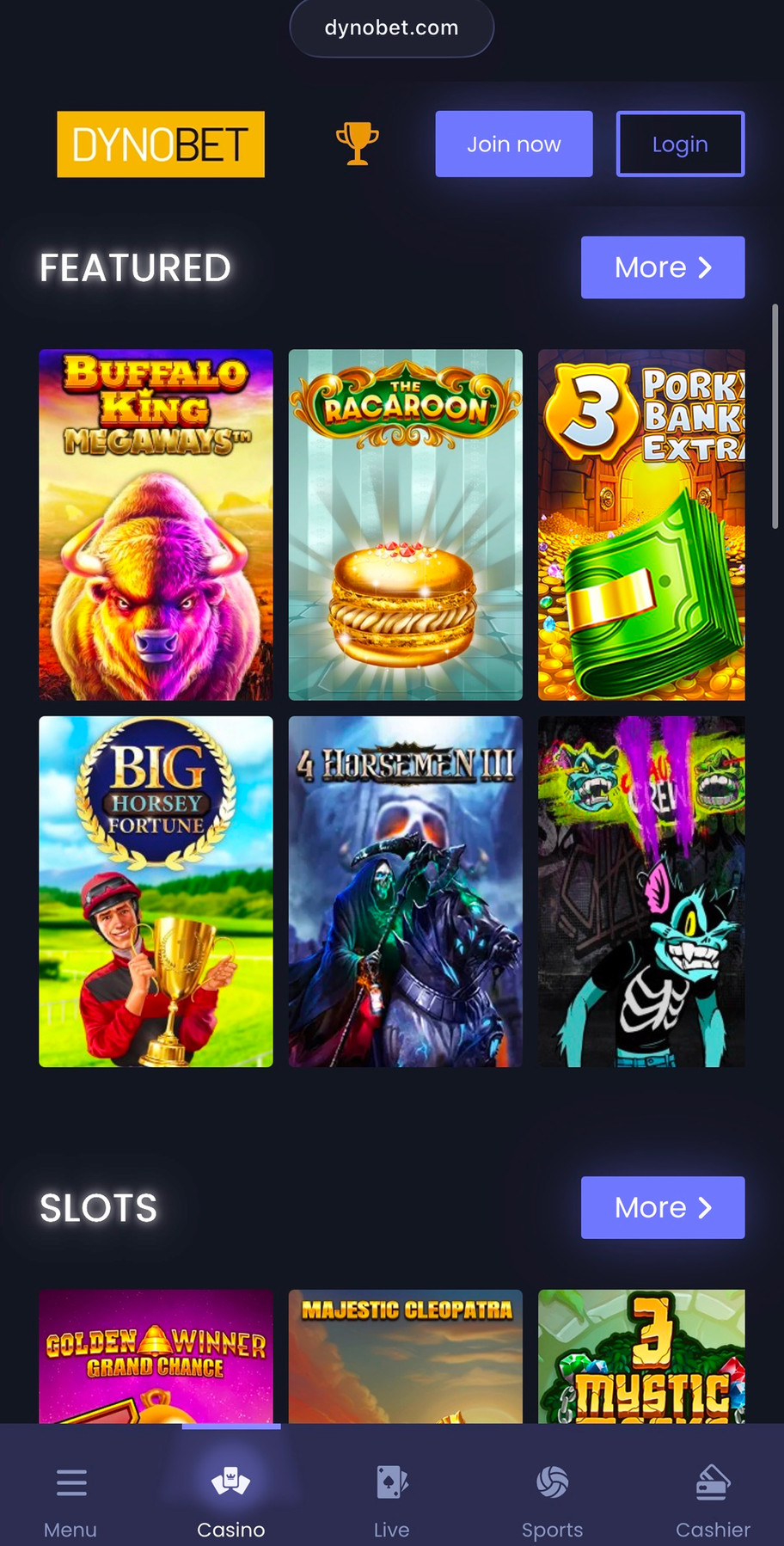 Dynobet casino review | 100% welcome bonus worth up to £100 + free spins | FIRST