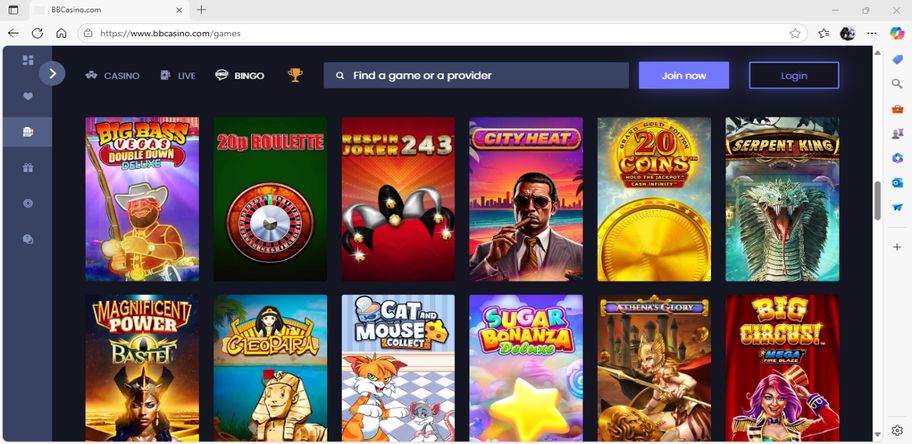 BB casino's interface and design