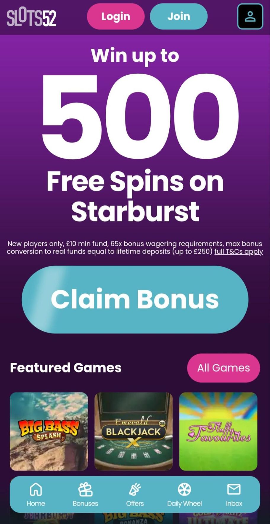 Slots52 Casino Review | Up to 500 free spins bonus | FIRST