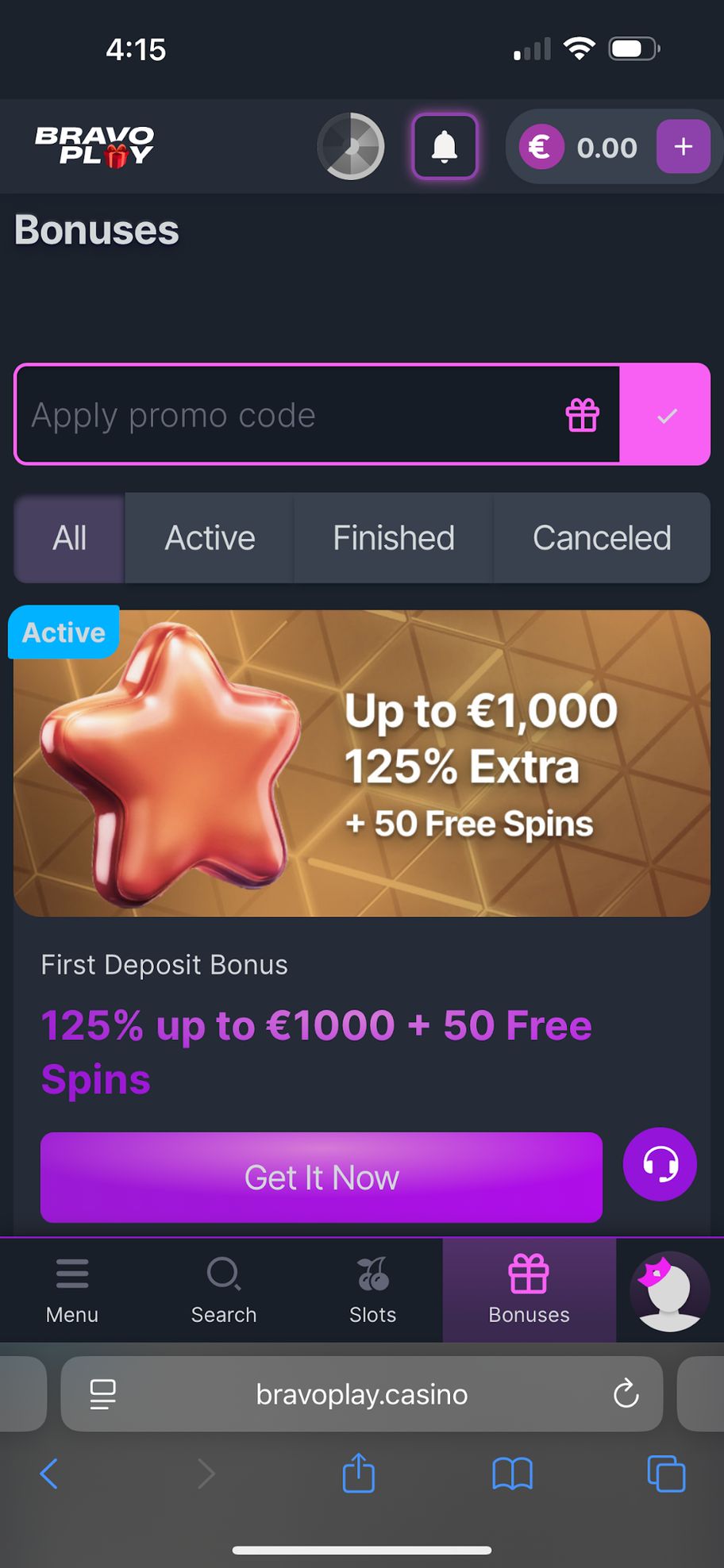 BravoPlay Casino Review | Up To €1000 + 50 Free Spins
