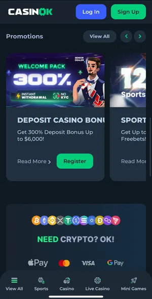 CasinOK crypto casino review | Up to €2000 in free bets | FIRST