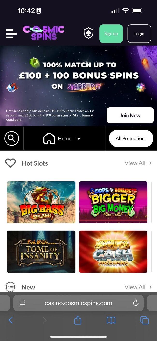 Cosmic Spins Casino Review 2025: Get up to £100 + 100 free spins