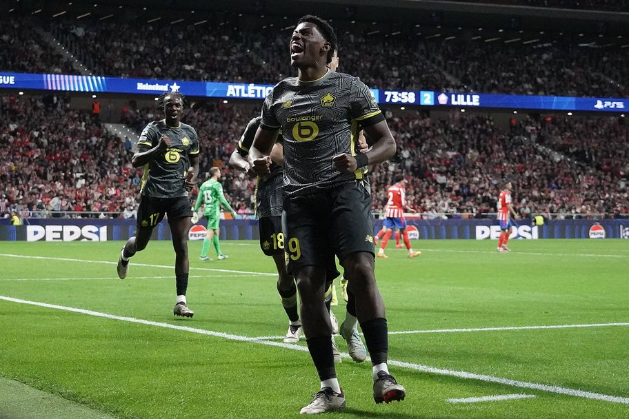 Imago Lille's&nbsp;Jonathan David celebrates scoring against Atletico Madrid earlier this season