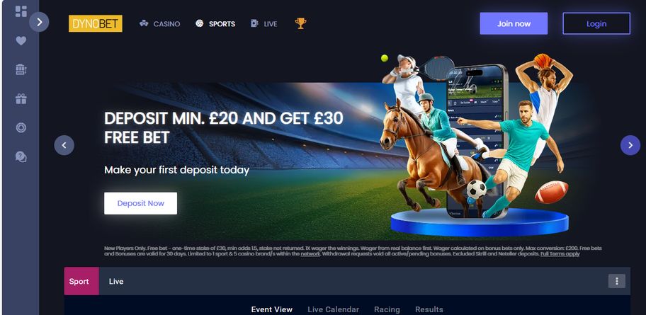 Dynobet bookmaker review: Bet £20 Get £30