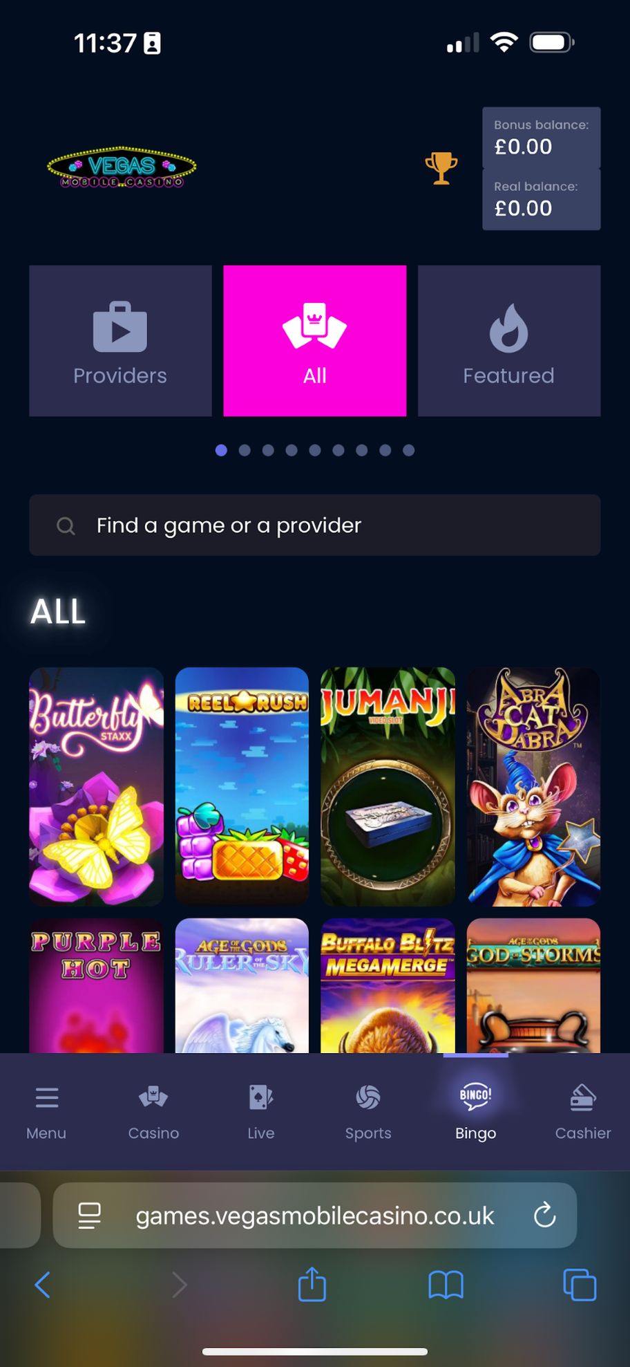 Vegas Mobile Casino review | Up to £1000 deposit match and 100 free spins