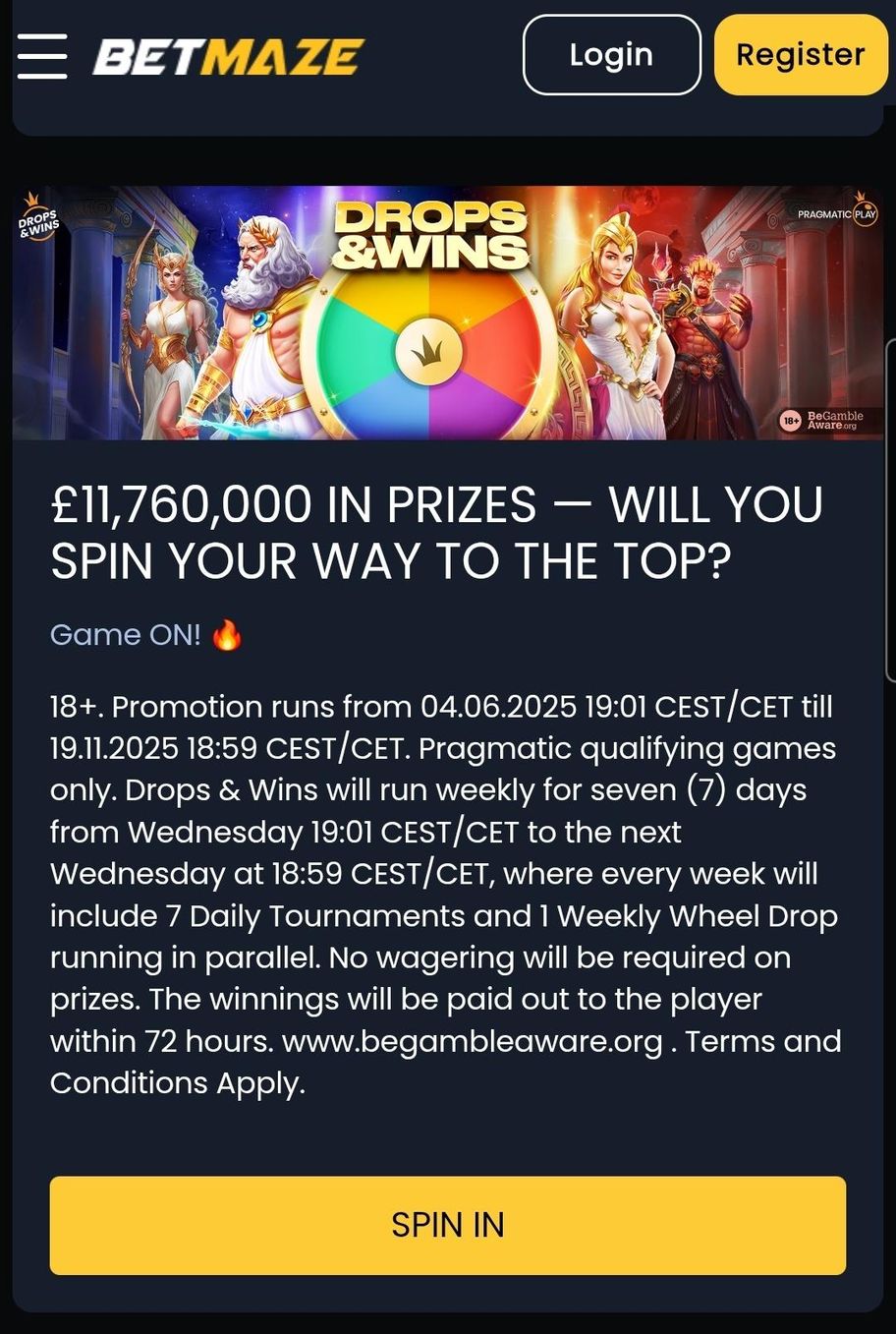 Betmaze Casino review | 100% deposit match up to £100 