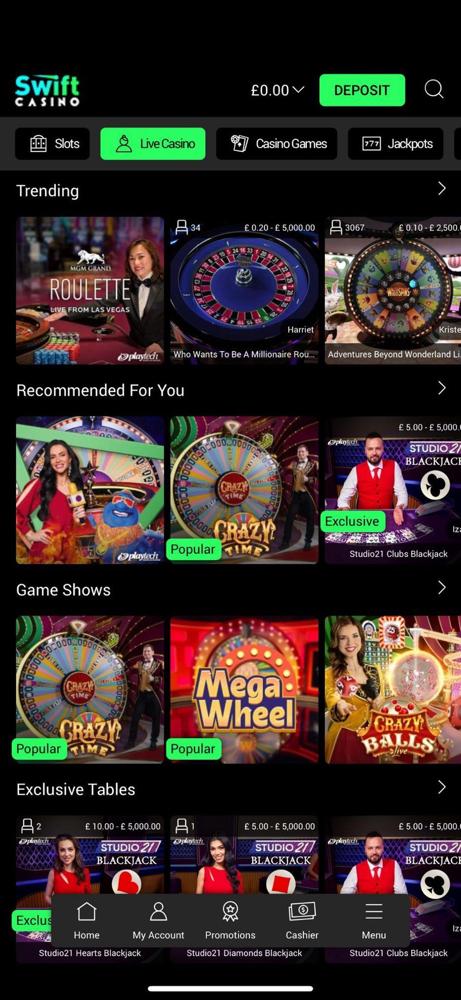 Swift Casino Review | Get 100% Bonus Up To £50 + 50 Free Spins