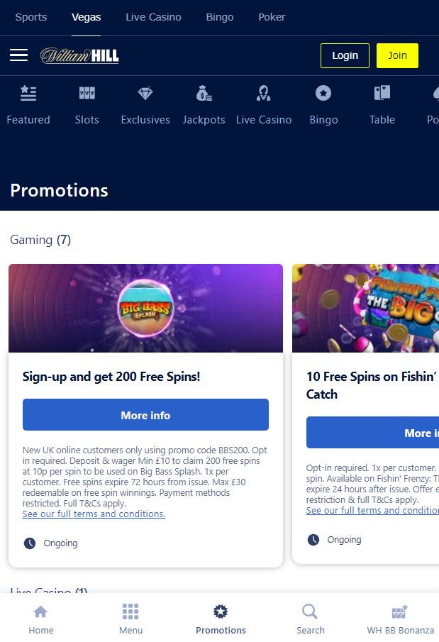 William Hill Vegas Casino Review 2025: Get £40 in Free Bets with a £10 Stake