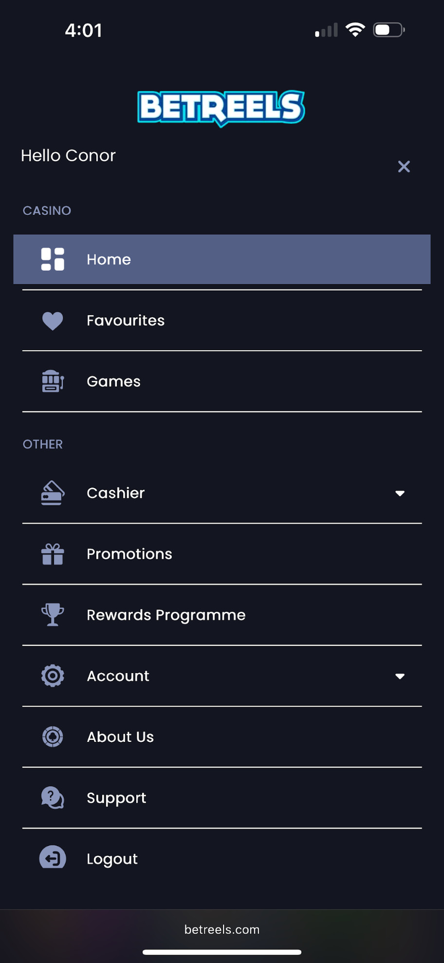 Betreels Casino review | £300 and 30 free spins | FIRST