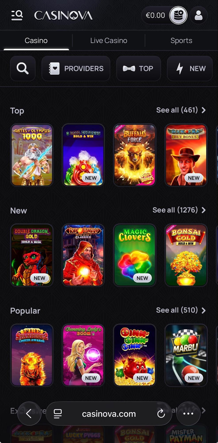 Casinova Casino review | €2000 & 350 free spins bonus | FIRST