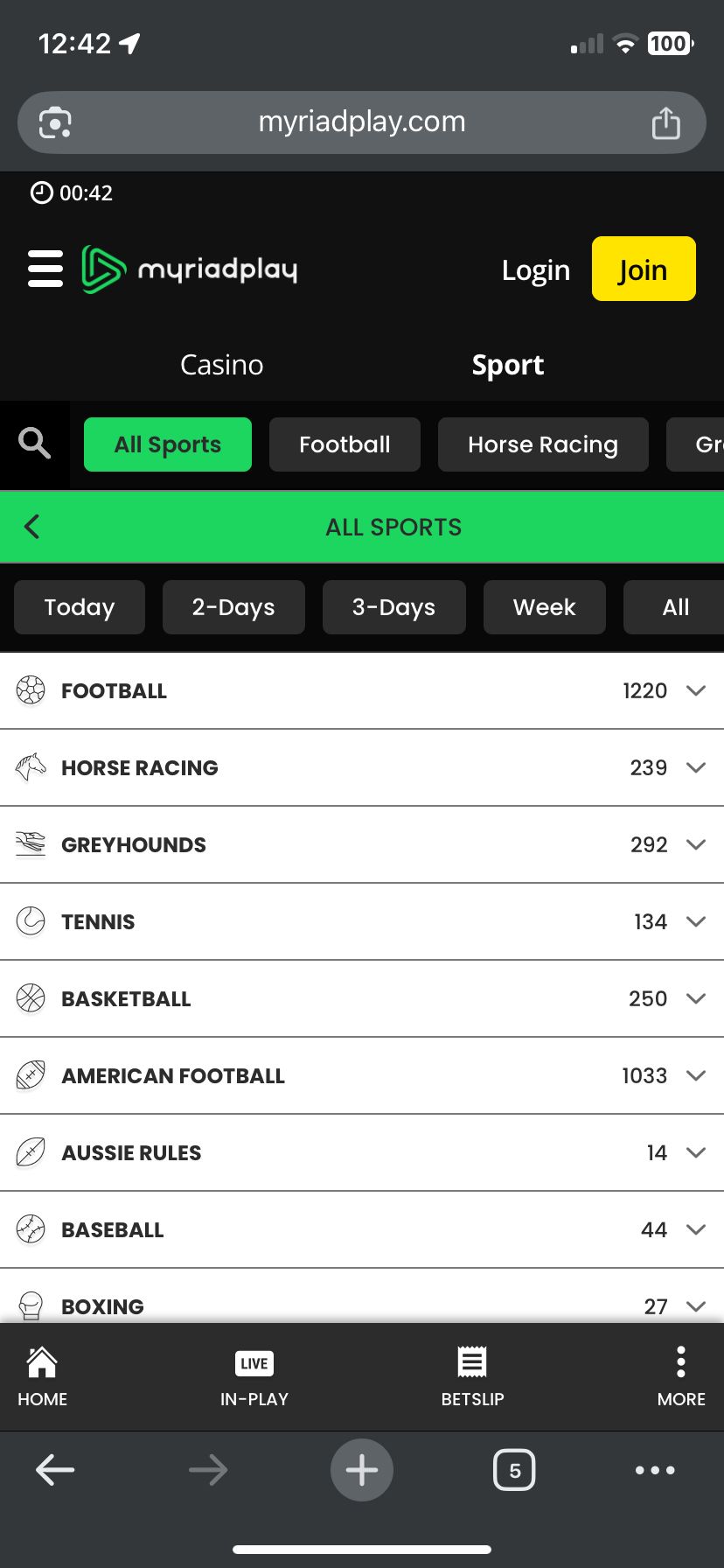 Myriad Play bookmaker review: Bet £15 Get £10