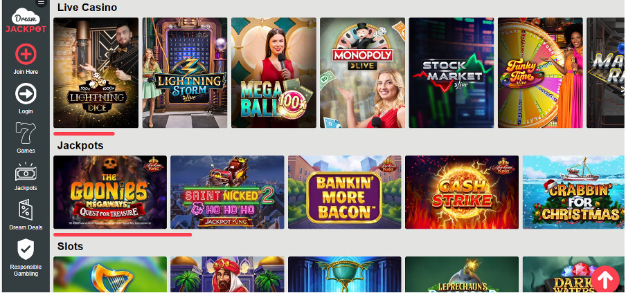 Dream Jackpot casino review | 50 free spins on your first deposit | FIRST