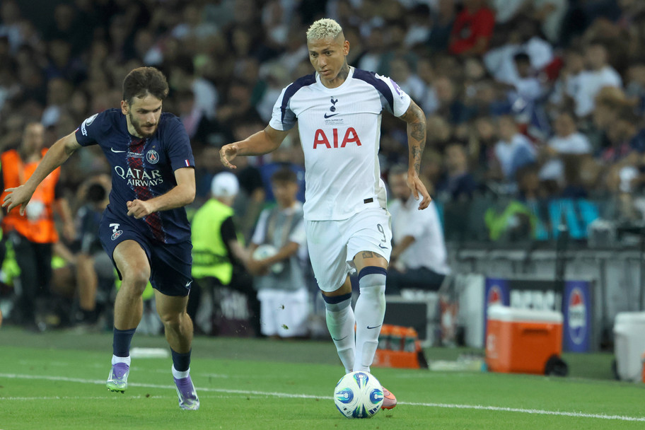 IMAGO Tottenham forward Richarlison is chased down by PSG star Kvicha Kvaraskhelia&nbsp;