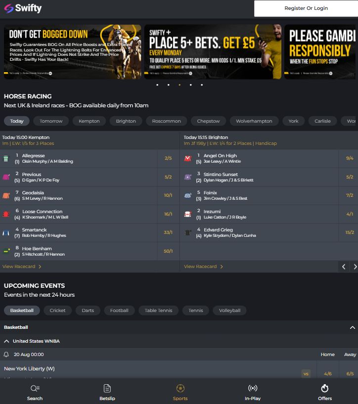 Swifty Sports bookmaker review: Bet £10 Get £20