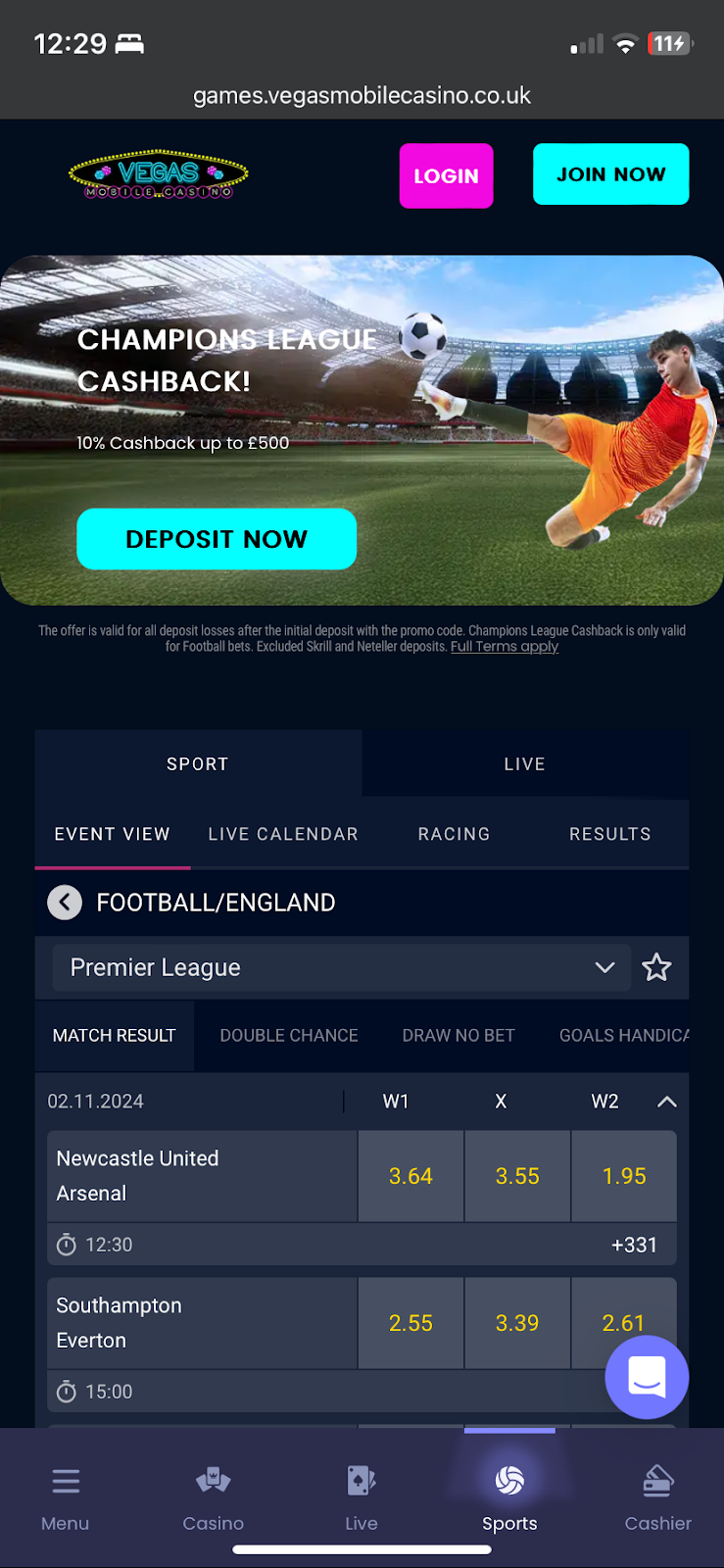 Vegasmobilecasino bookmaker review: Everything you need to know