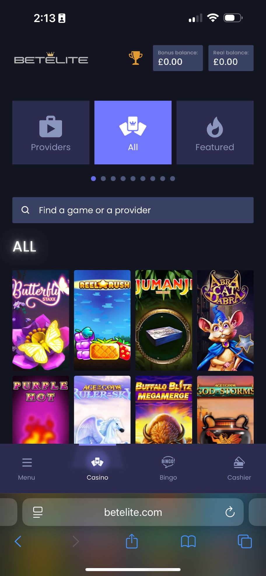 BetElite Casino review | £150 and 50 free spins welcome bonus