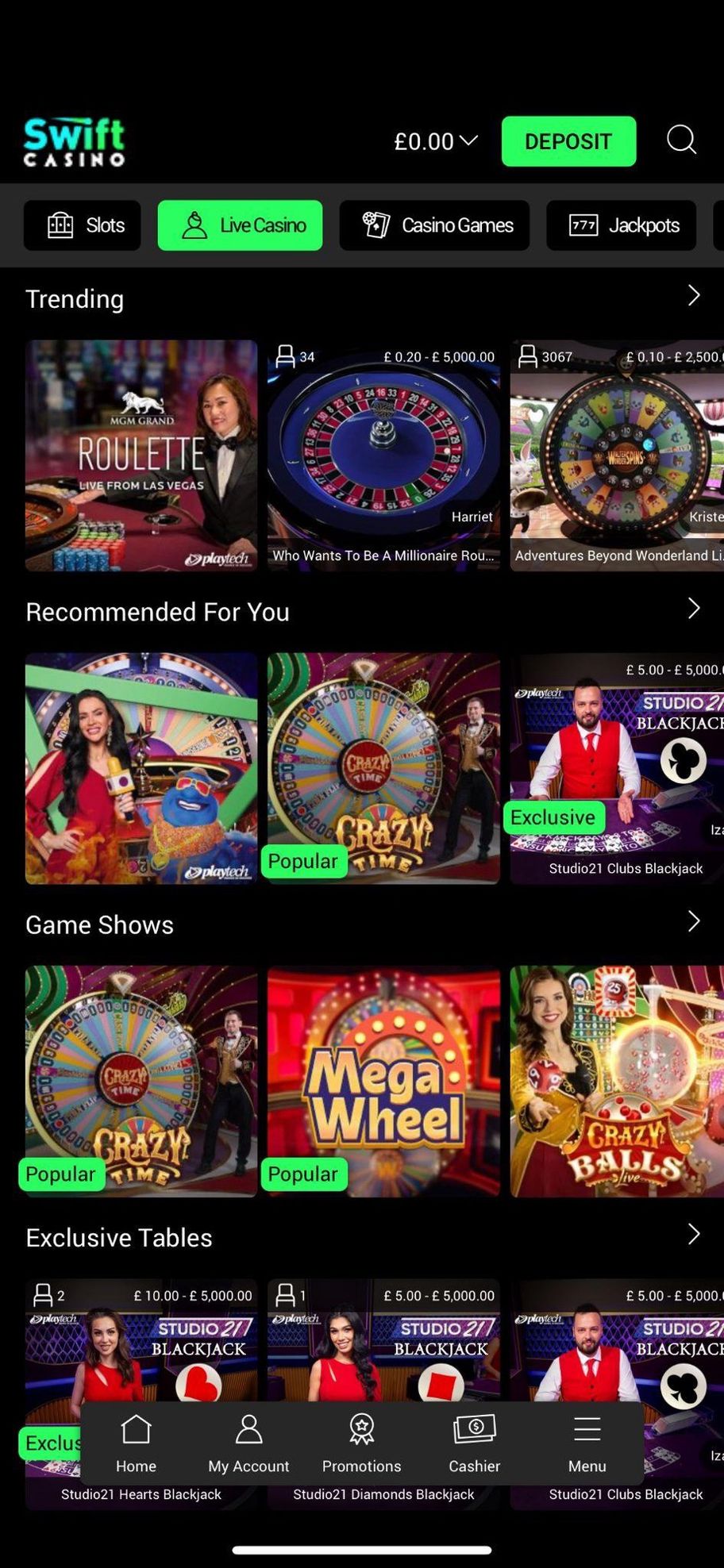 Swift Casino Review | Get 100% Bonus Up To £50 + 50 Free Spins