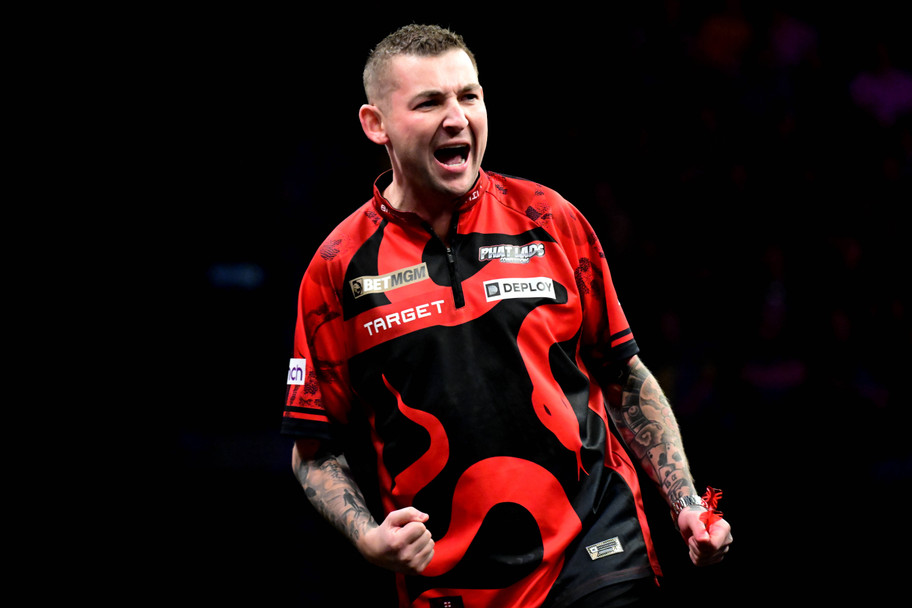 IMAGO Nathan Aspinall celebrates his win on night 10 in Manchester last week