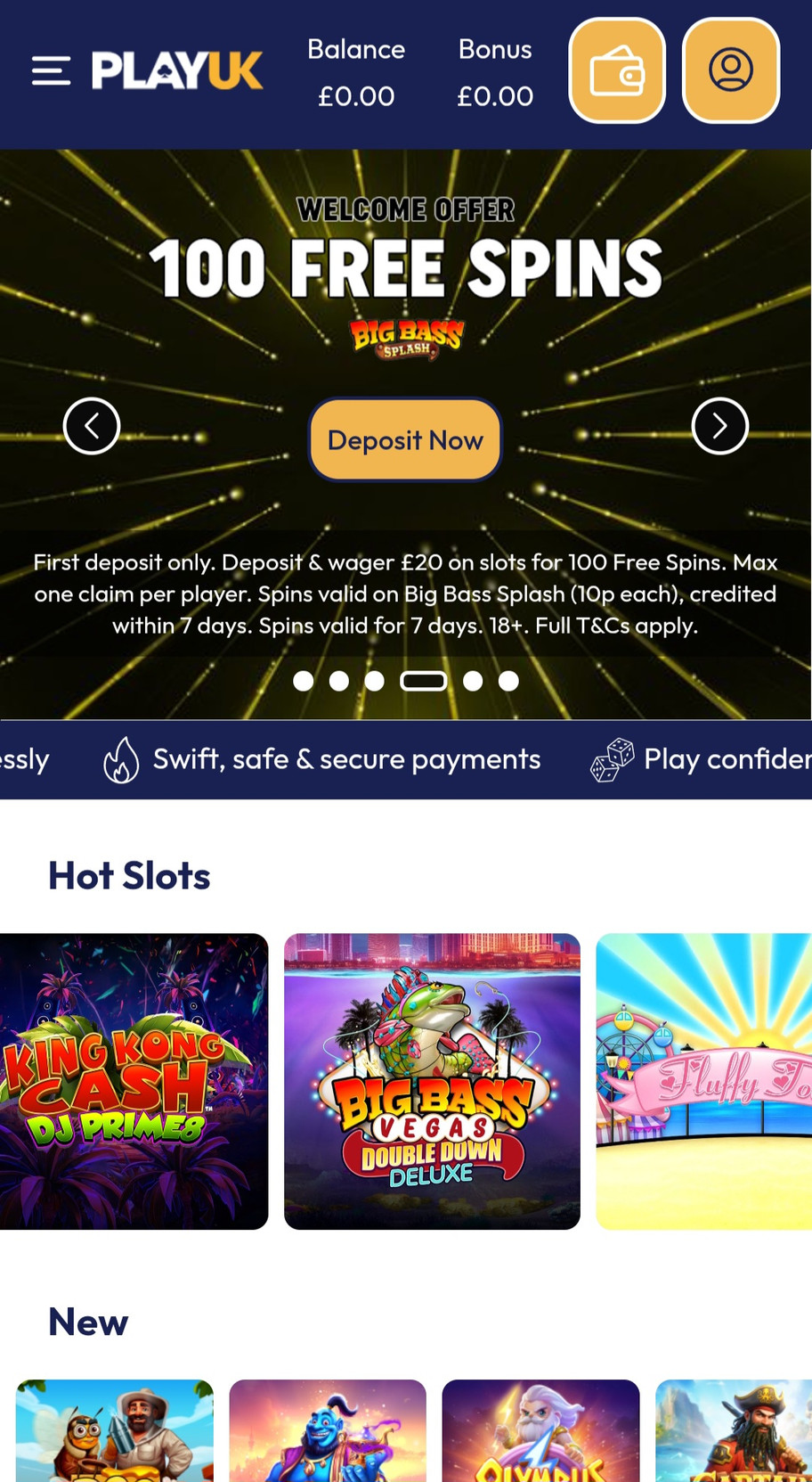 PlayUK Casino Review | Get 100 free spins on signup | FIRST