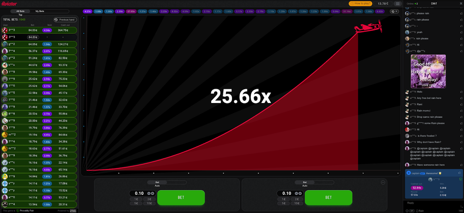 Aviator progression/multiplication