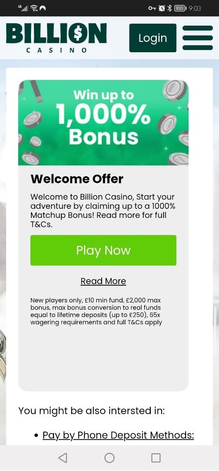 Billion Casino Review UK | Claim a 1,000% Matchup Bonus