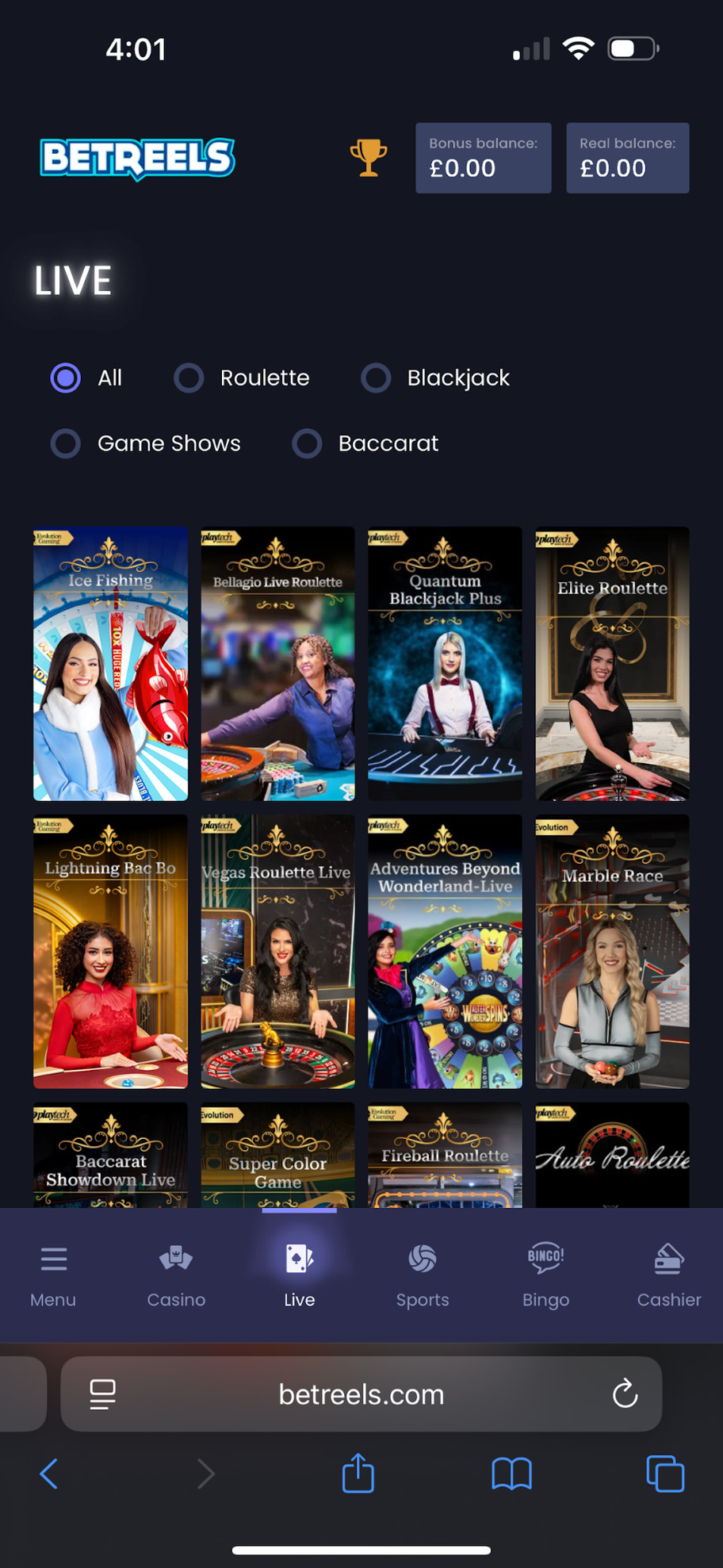 Betreels Casino review | £300 and 30 free spins | FIRST